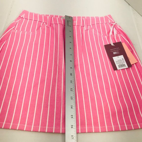 Victor Glemaud Women's Size 4 High Rise Mini Jean Skirt Pink Pinstripe New - Picture 10 of 11